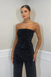 Elegante Strapless Jumpsuit - Trendy Look, Denim Stof