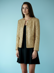 Sequin Tweed Jacket met Luxe Glinsterende Afwerking