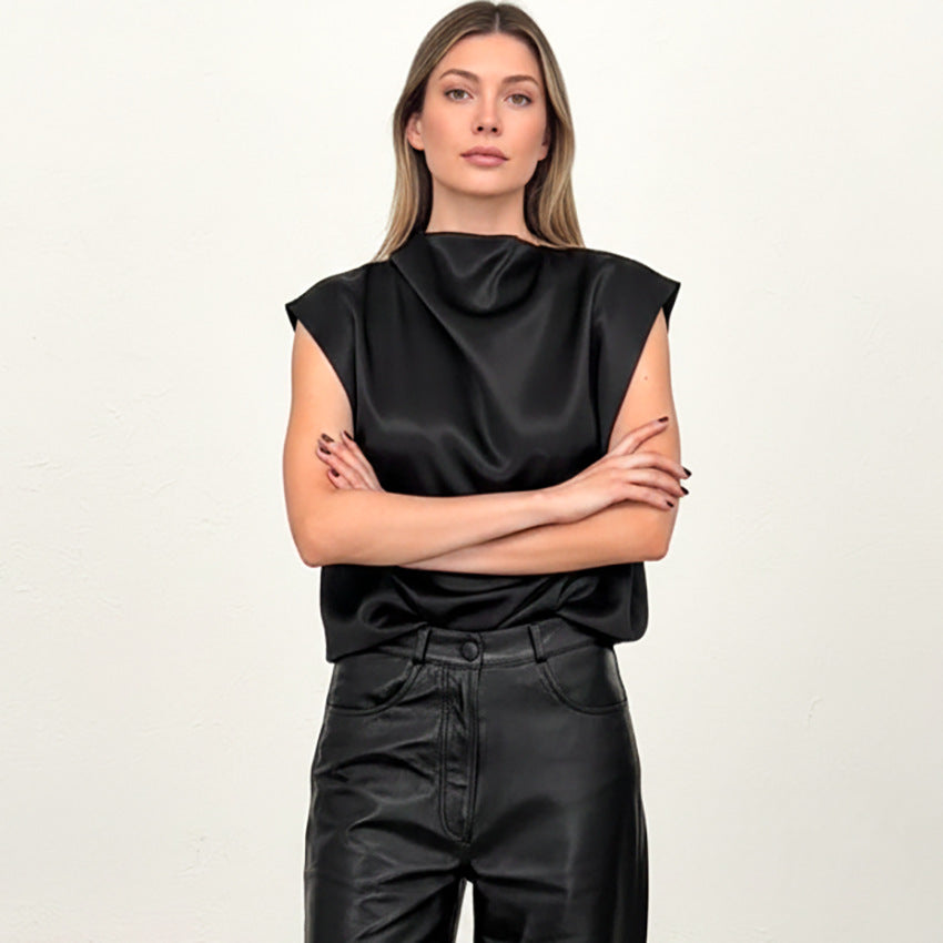 Stijlvolle minimalistische losvallende casual mouwloze top voor dames