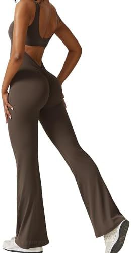 Dames mouwloze flare jumpsuits fitness yoga lange broek