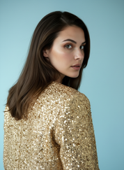 Sequin Tweed Jacket met Luxe Glinsterende Afwerking