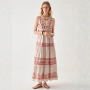 Dames kanten jurk met V-hals en mouwloos ontwerp