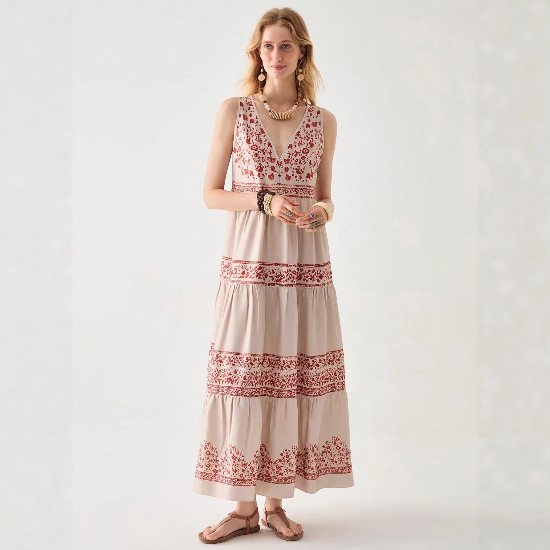 Dames kanten jurk met V-hals en mouwloos ontwerp