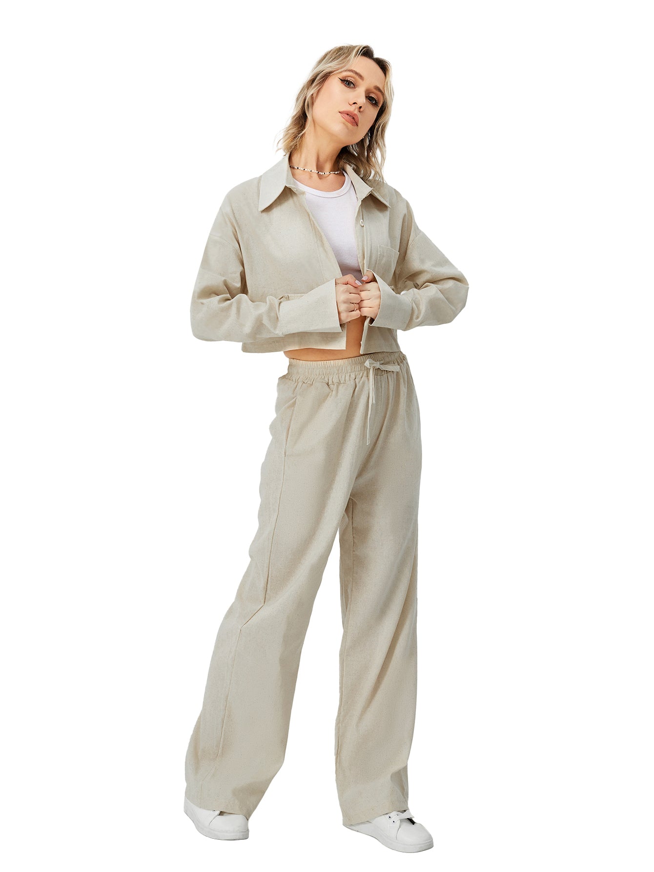 Dames tweedelige outfits lange mouwen button down wijde pijpen loungewear pyjama set