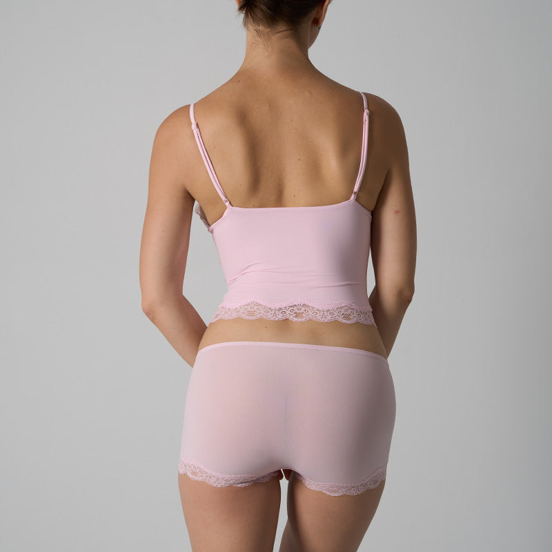 Lichtgewicht Kanten Driehoekige Hemd En Slip Set Met Delicate Rand