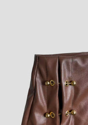 Faux Leren Minirok met Gouden Knopen