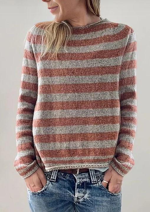 3D digitaal bedrukte dames trui met ronde hals gemaakt van grove naaldstof