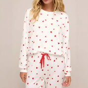 Pyjamaset met veterprint met lange mouwen en lange broek voor loungewear
