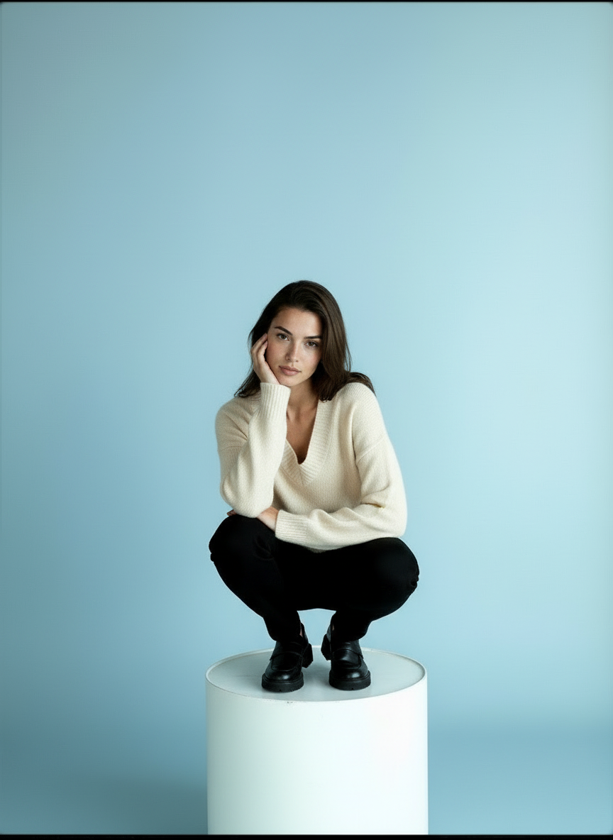 Zachte trui met V-hals