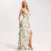 Modieuze chiffon etherische lange jurk met een elegante sfeer