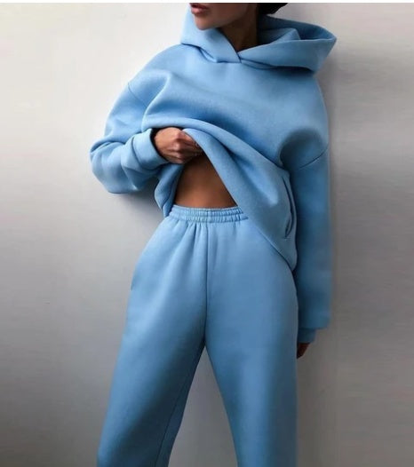 Casual Hooded Sweater Two-Piece Set – Dames Lounge & Tracksuit