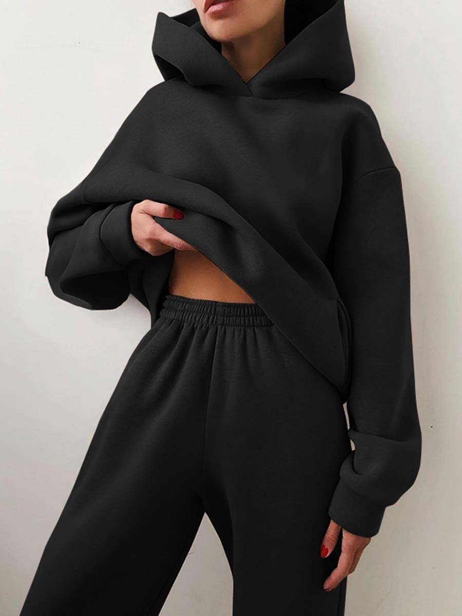 Casual Hooded Sweater Two-Piece Set – Dames Lounge & Tracksuit