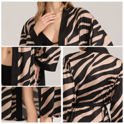 Herfst chiffon pyjama voor dames ademend ontwerp met lange mouwen en zebrapatroon