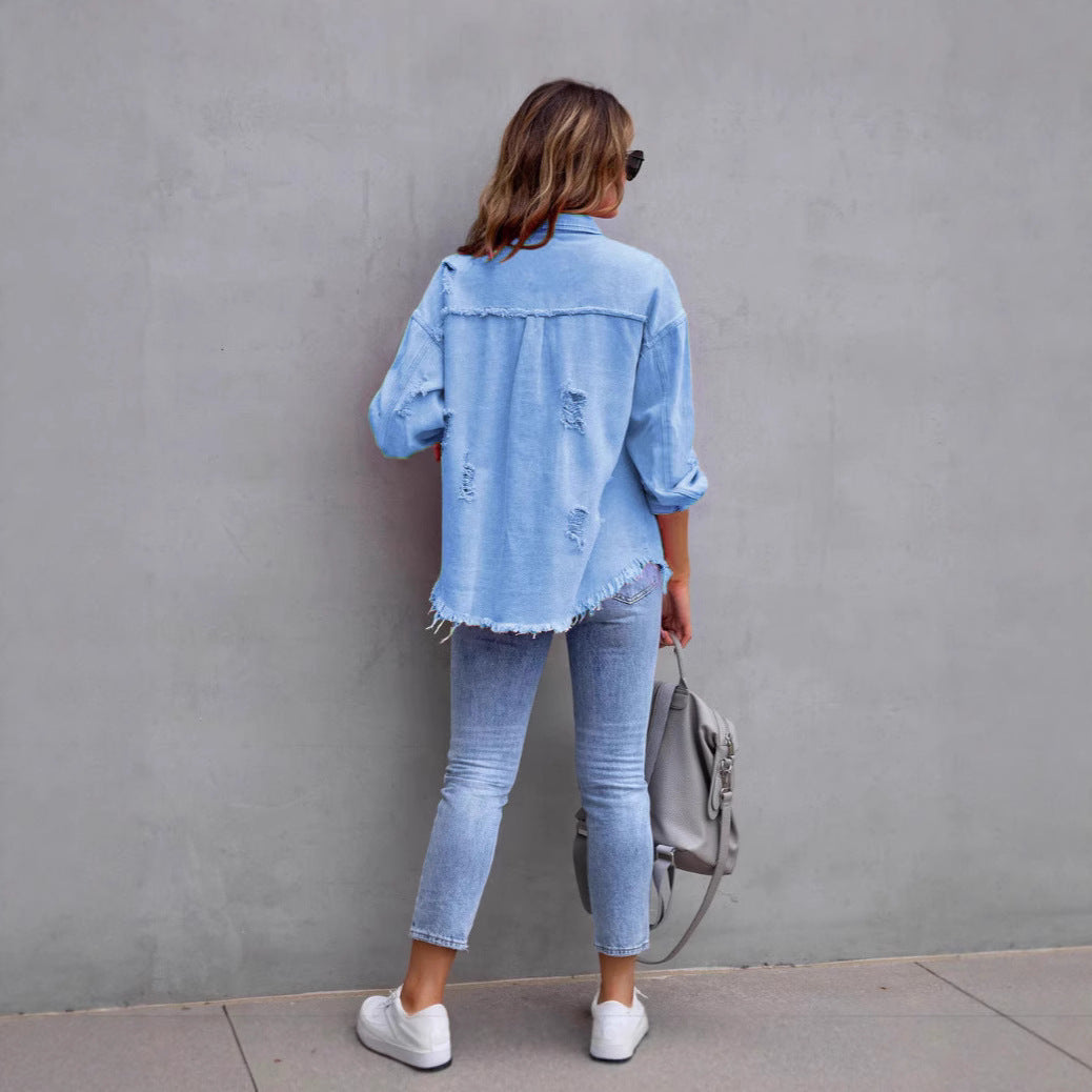 Casual relaxte denim top voor dames