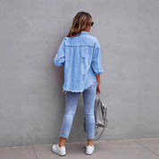 Casual relaxte denim top voor dames
