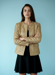 Sequin Tweed Jacket met Luxe Glinsterende Afwerking