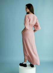 Dames V-hals Maxi Jurk met Tailleaccent