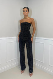 Elegante Strapless Jumpsuit - Trendy Look, Denim Stof
