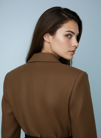 Wollen blazer met ceintuur en gouden knopen