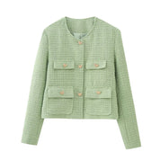 Chic Tweed Jacket & Mini Skirt Set met Hartknopen