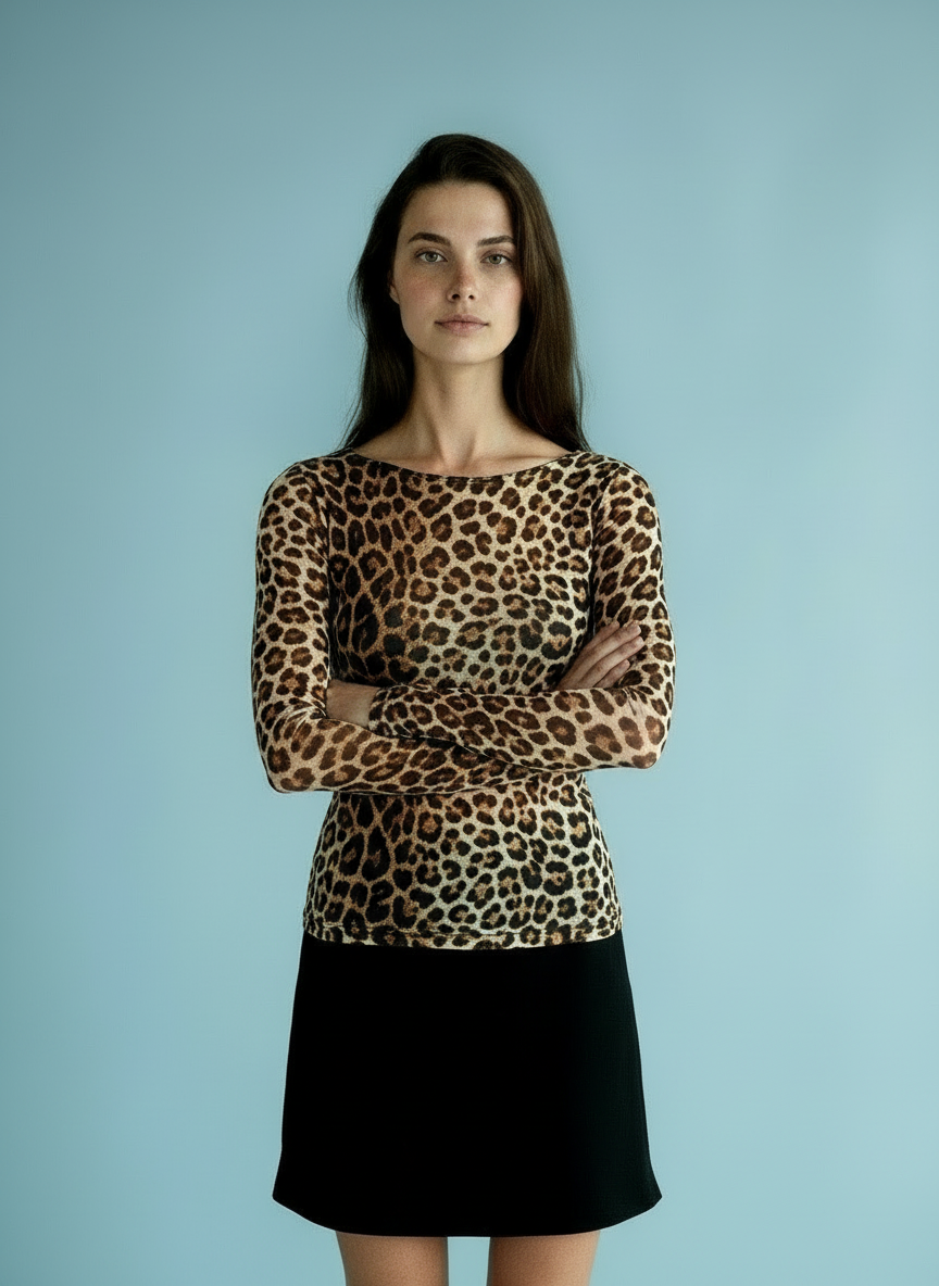 Animal-Print Longsleeve Top met Flared Mouwen