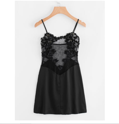 Lace See-Through Camisole Nightdress met Zachte Glans
