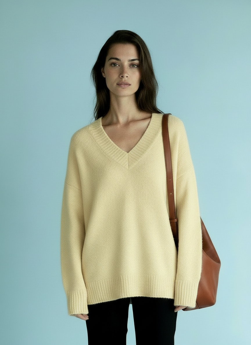 Zachte trui met V-hals