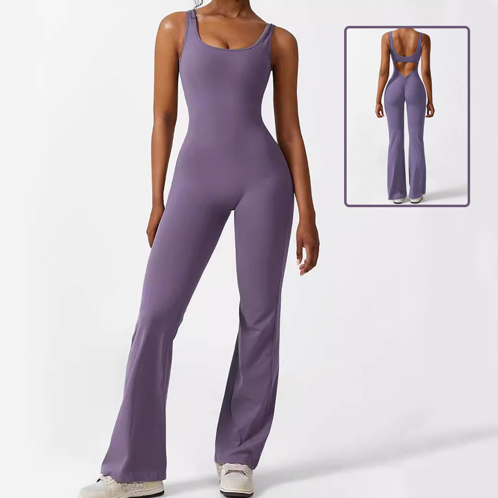 Dames mouwloze flare jumpsuits fitness yoga lange broek