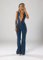 Denim Jumpsuit met Hartvormige Uitsnede