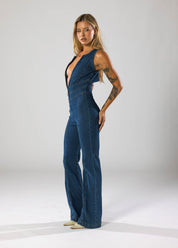 Denim Jumpsuit met Hartvormige Uitsnede