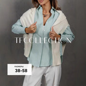 Losvallend plus-size gestreept overhemd voor dames