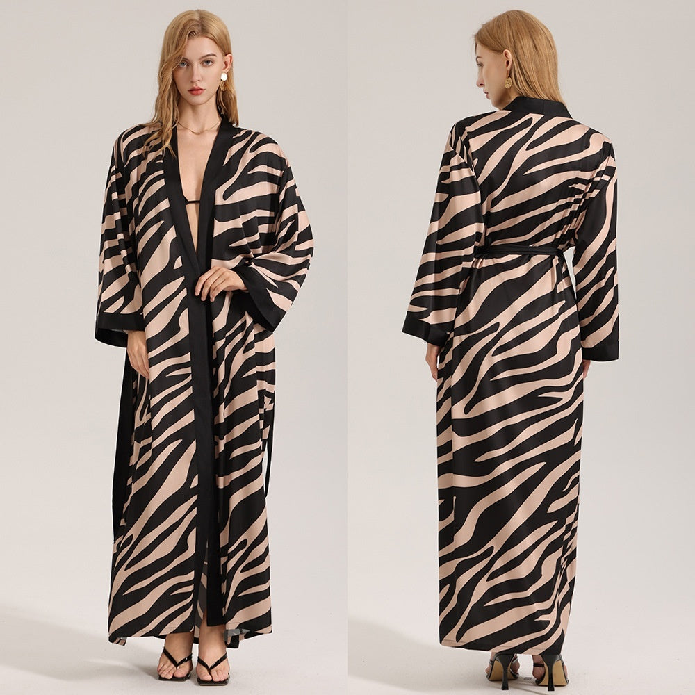 Herfst chiffon pyjama voor dames ademend ontwerp met lange mouwen en zebrapatroon