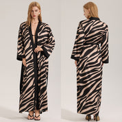 Herfst chiffon pyjama voor dames ademend ontwerp met lange mouwen en zebrapatroon