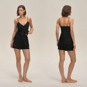 Satijnen Chiffon Cami Shorts Pyjama Set Voor Thuiskleding