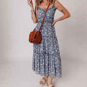 Afslankende Cinched-Waist Slipjurk Met Een Casual Bloemenprint Voor Dames