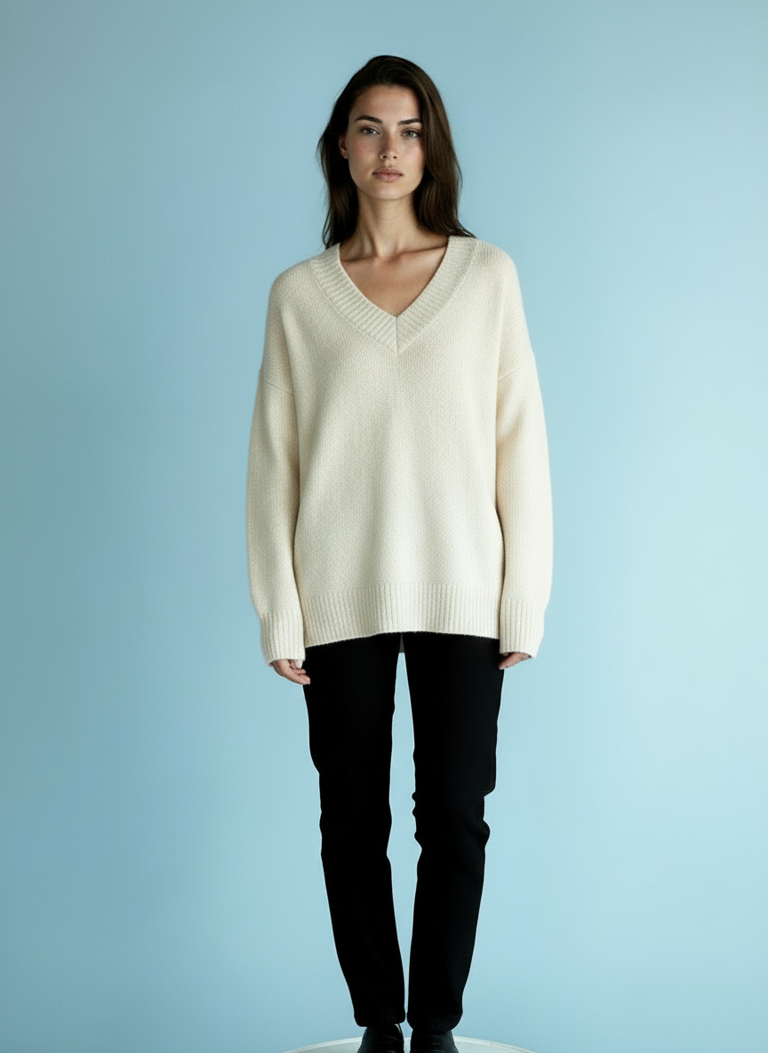 Zachte trui met V-hals