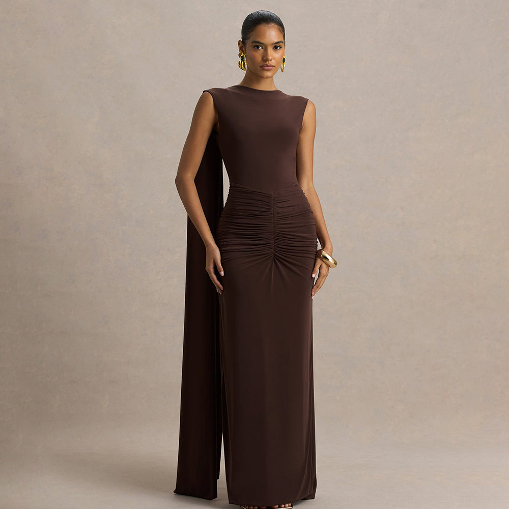 Sexy, figuur-hugging rugloze jurk met fladderende linten