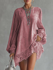 Effen kleur jurk met kant