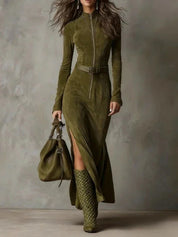 Slanke ritsjurk Elegante temperament Split jurken met lange mouwen Cowboymode Retro dameskleding