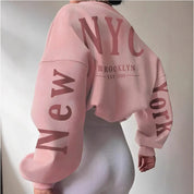 Losse trui met ronde hals met letterprint