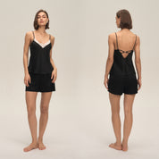 Modieuze casual pyjama met kant, zomers comfortabel hemd en shorts