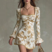 Bloemen jurk met open rug