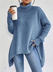 Onregelmatige coltrui Winter Losse gebreide tops met lange mouwen Vrije tijd Warme trui Dameskleding