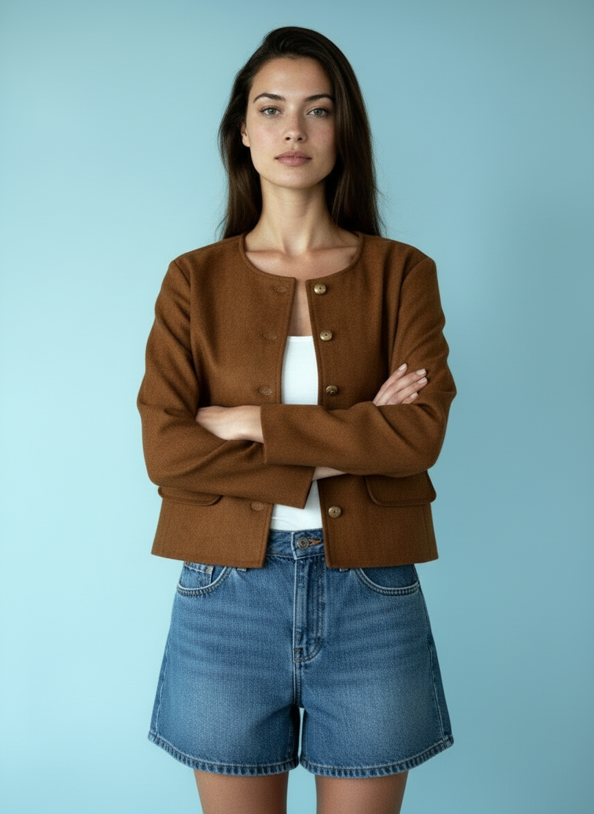 Minimalistisch Kort Jasje met Knopen