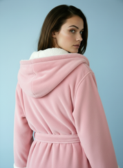 Zachte Fleece Badjas met Capuchon – Roze