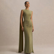 Sexy, figuur-hugging rugloze jurk met fladderende linten