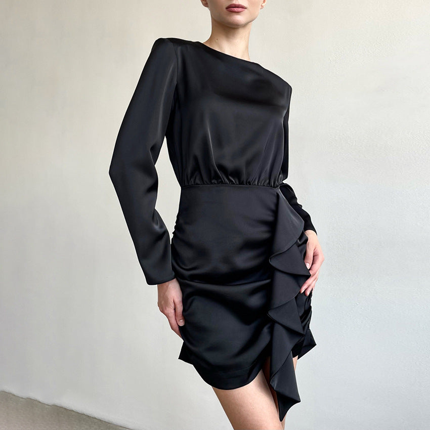 Elegante Franse Jurk Met Lange Mouwen Voor Dames