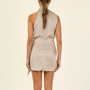 Elegante Halter Hals Jurk Mode Mouwloze Taille Gestreede Korte Jurken Voor Avond Feest Kleding Vrouwen