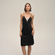 Dames Zomer Satijnen Chiffon Loungewear Sexy Kanten Panel Camisole Met Open Rug En Korte Rok