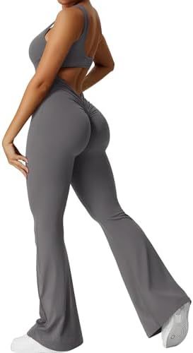 Dames mouwloze flare jumpsuits fitness yoga lange broek